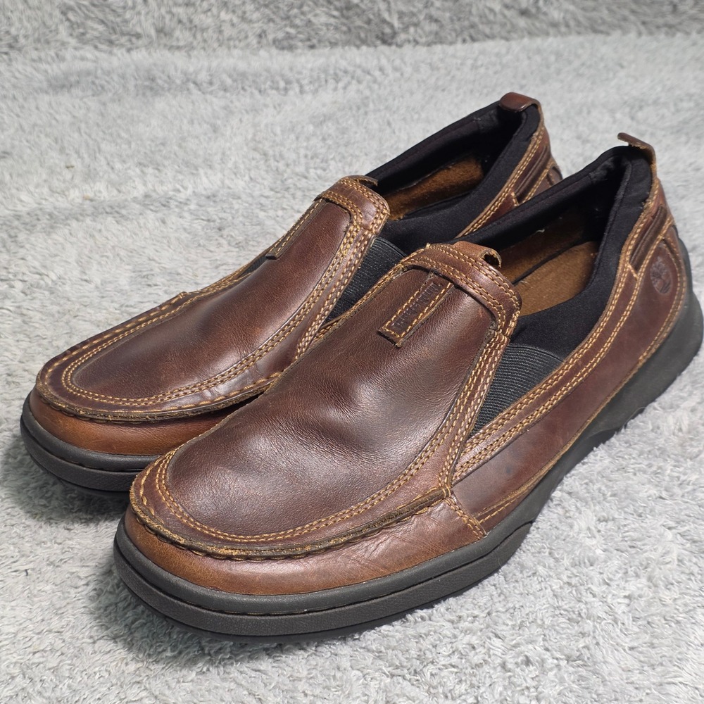Timberland Ryan Springs Loafers Brown Leather Slip On Comfort Mens 11M Excellent